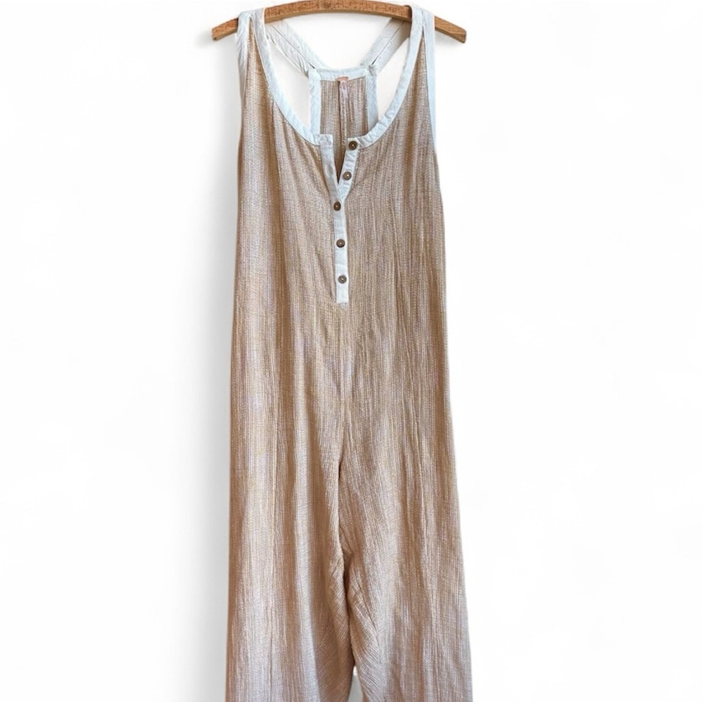 Free People Costal Cruisin’ Jumpsuit- Natural XS